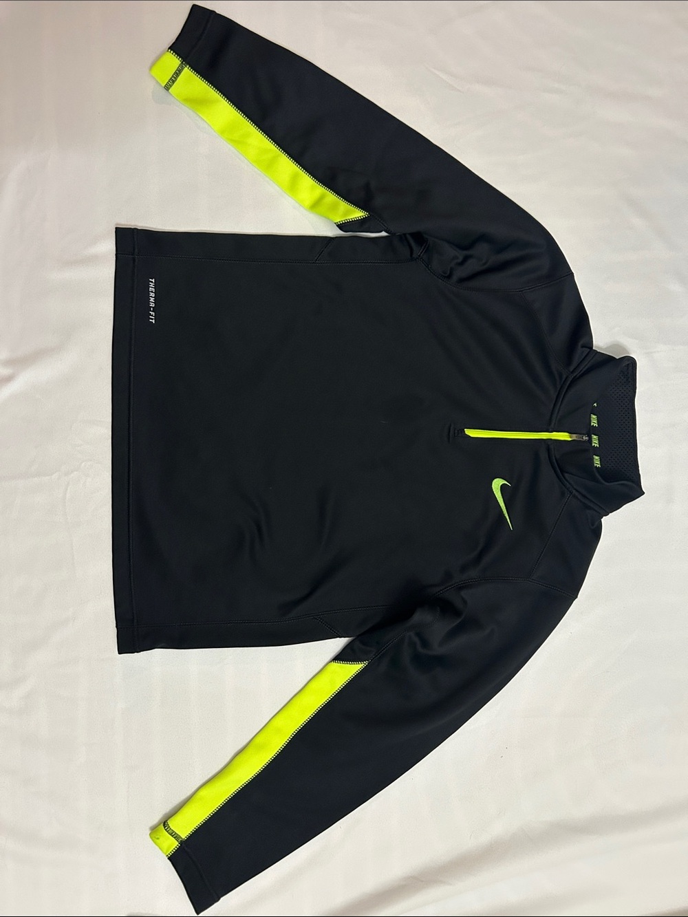Nike Therma-Fit Black & Neon Yellow Performance Half-Zip Jacket
